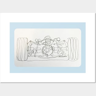 Historic Formula 1 race car drawing Posters and Art